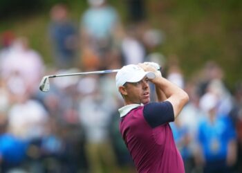 Europe's Rory McIlroy playing on the fifth hole during a practice round at the Ryder Cup.