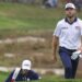 Sam Burns walks up the 18th green during his Ryder Cup practice round on Sept. 25, 2025.