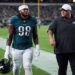 Jalen Carter #98 of the Philadelphia Eagles leaves the field.
