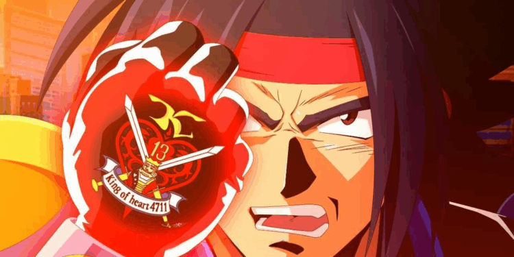Screenshot from Super Robot Wars Y featuring Domon Kasshu holding up a fist that has the crest of the King of Hearts