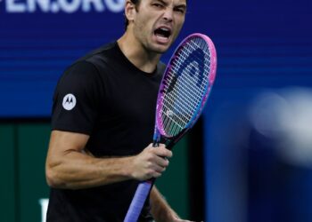 Taylor Fritz of the U.S. at the US Open Tennis Championships.