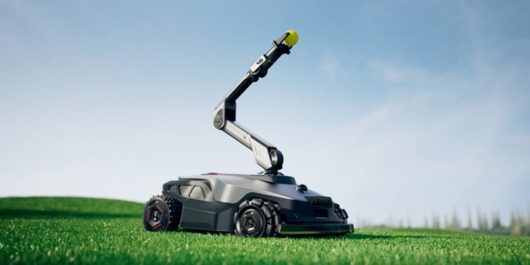 This robot lawnmower is designed to pick fruit and throw your dog a ball