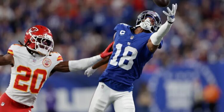 Kansas City Chiefs and New York Giants football players.