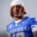 Jamarion Wilcox in a blue Kentucky Wildcats football jersey.
