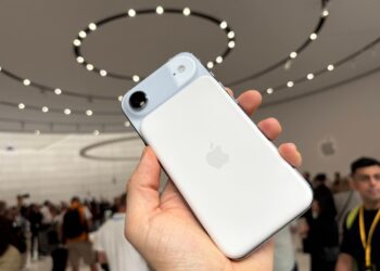 Hand holding the back of the iPhone Air