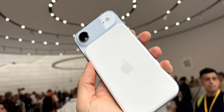 Hand holding the back of the iPhone Air