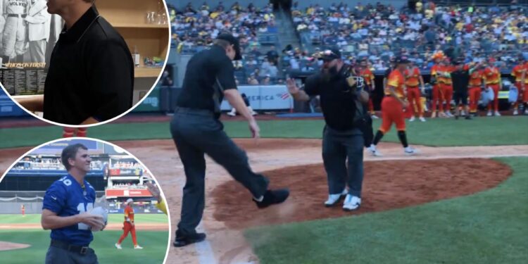 Watch Eli Manning's surprise appearance at Savannah Bananas game