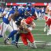 Patrick Mahomes recovers his fumble away from Bobby Okereke during the second half of the Giants' Week 3 loss to the Chiefs.