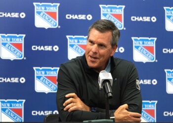 New York Rangers head coach Mike Sullivan during a press conference.