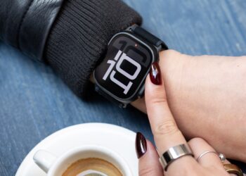 Close up of person looking at Black Apple Watch Ultra 2