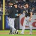 An umpire checks Tyler Gilbert's glove during the fifth inning of the Yankees' 5-3 win over the White Sox on Sept. 25, 2025.