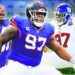 New York Giants defensive tackle Dexter Lawrence seen in three different poses.