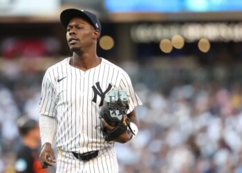 Jazz Chisholm Jr. looks on during the Yankees-Orioles game on Sept. 29, 2025.