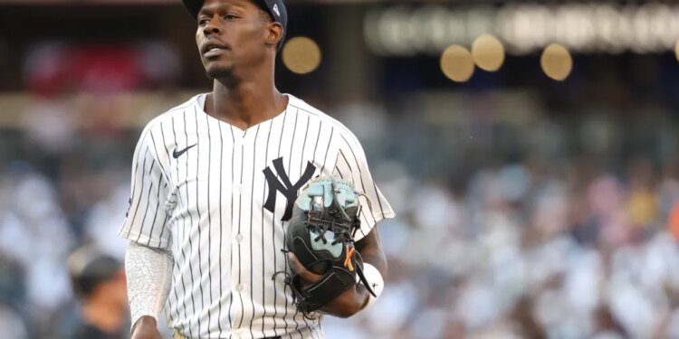 Jazz Chisholm Jr. looks on during the Yankees-Orioles game on Sept. 29, 2025.