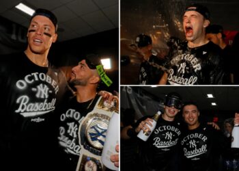 Yankees go wild in celebration after clinching playoff spot
