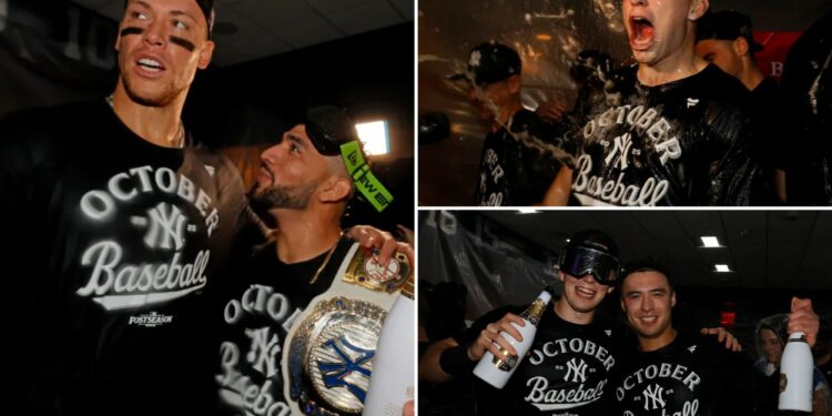 Yankees go wild in celebration after clinching playoff spot
