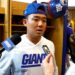 Younghoe Koo speaks to the media after Giants practice on Sept. 25, 2025.