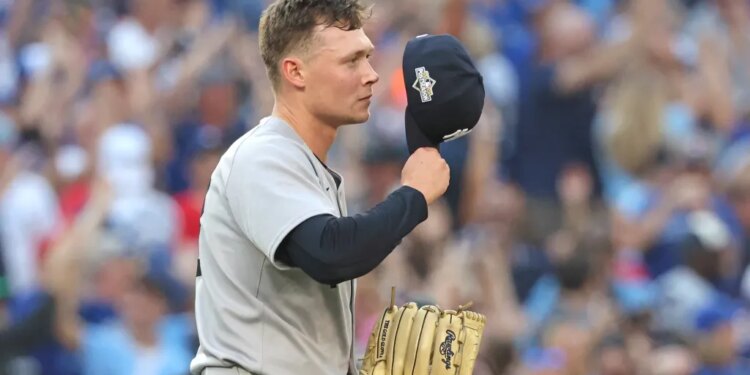 Will Warren looks on during the Yankees-Blue Jays game on Oct. 5, 2025.