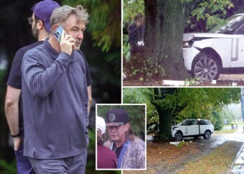 Alec Baldwin crashes Range Rover into tree in the Hamptons