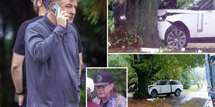 Alec Baldwin crashes Range Rover into tree in the Hamptons