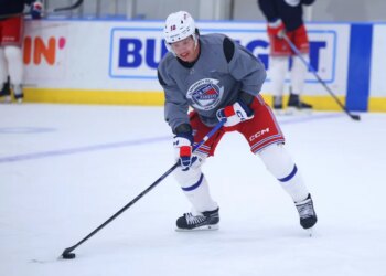 New York Rangers player Artemi Panarin #10 during training camp.