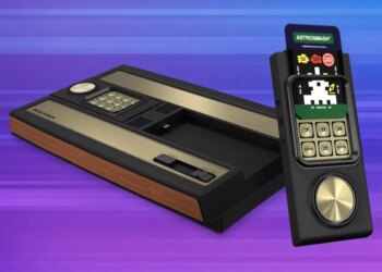 The Atari Intellivision Sprint console against an illustrated background.
