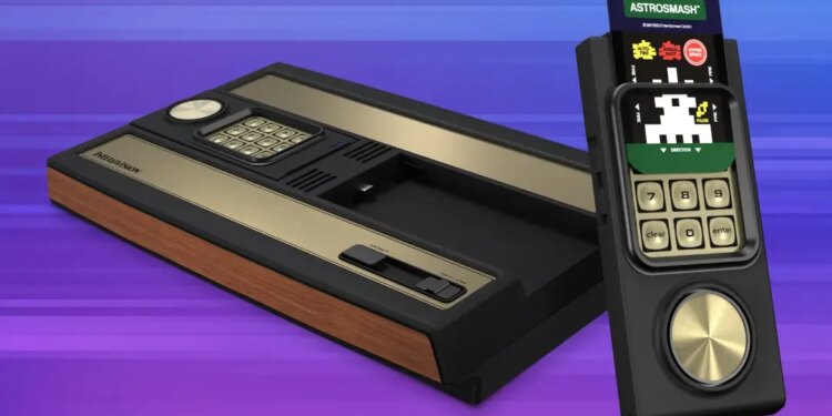 The Atari Intellivision Sprint console against an illustrated background.