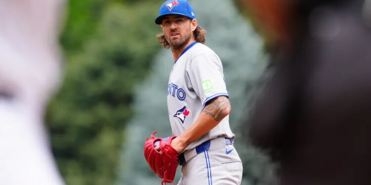 Toronto Blue Jays pitcher Kevin Gausman on the field.