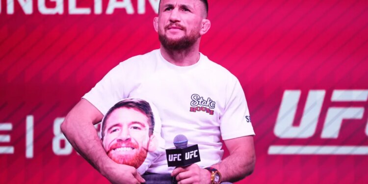 Merab Dvalishvili at the UFC Fight Night Open Workouts.