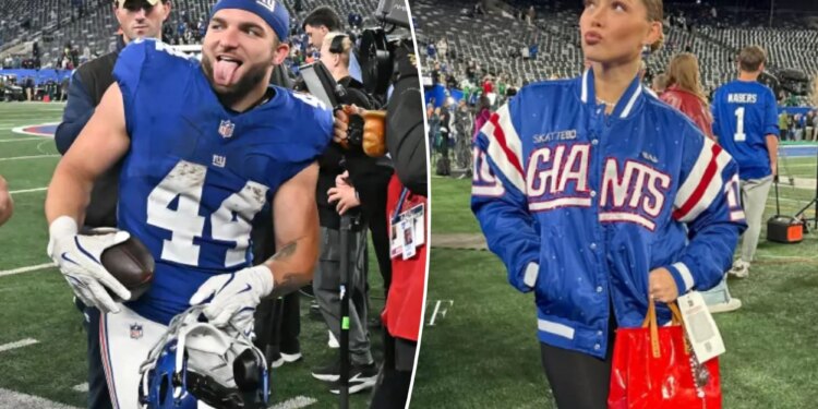 Cam Skattebo's girlfriend Chloe Rodriguez represents at Giants rookie's biggest game yet