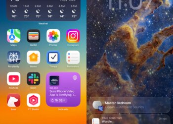 Two iPhone homescreen setups.