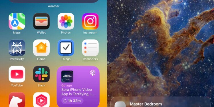 Two iPhone homescreen setups.