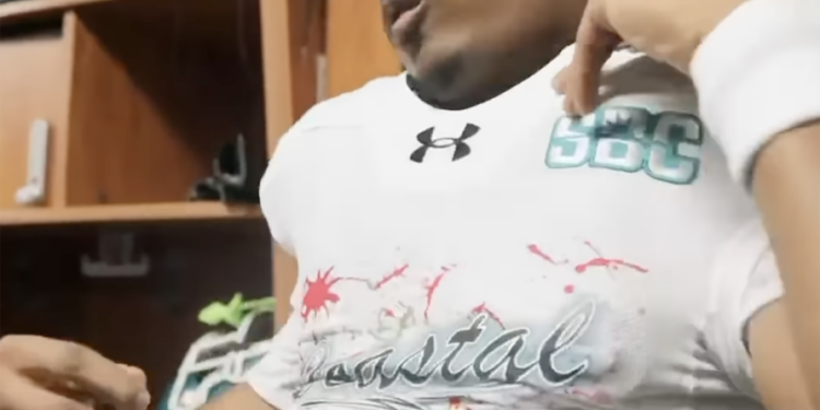 Coastal Carolina shows off their glow-in-the-dark jerseys.