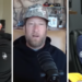 Three men, including Portnoy, participating in a video call, each visible in separate frames.