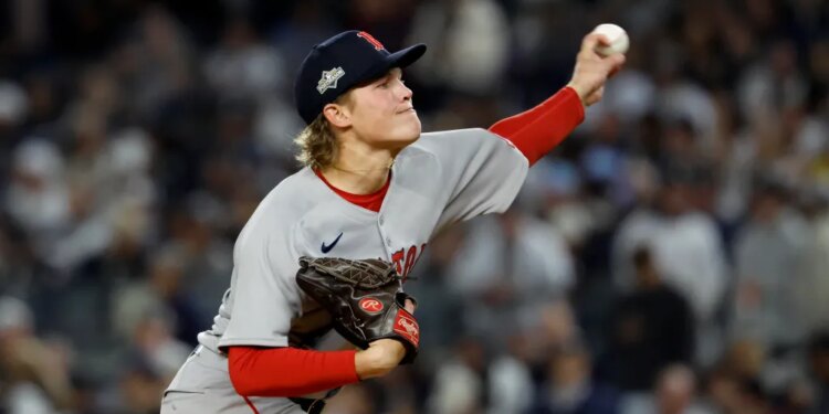 Boston Red Sox pitcher Connelly Early throws to the New York Yankees in the first inning of the game in the Bronx, New York, October 02 2025.