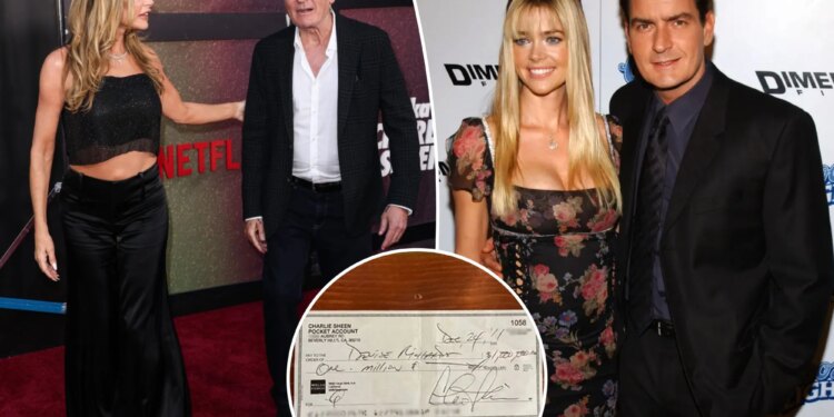 Denise Richards proves Charlie Sheen wrong with photo of uncashed $1M check