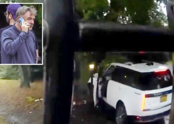 Dramatic video shows moment Alec Baldwin rams head-on into tree in Hamptons car crash