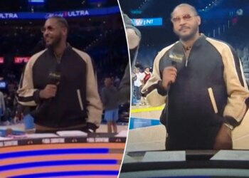 Fans rip Carmelo Anthony's 'podcast' outfit for NBA on NBC return