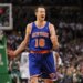 New York Knicks small forward Steve Novak #16 reacts after hitting a 3-point shot.