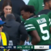 Garrett Wilson (R.) speaks with Aaron Glenn during the Jets-Broncos game on Oct. 12, 2025.