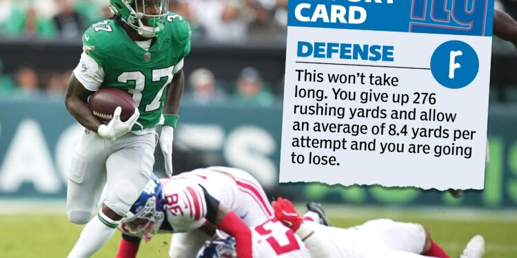 Giants takeaways, report card from NFL Week 8 loss to Eagles