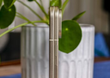 Google Pixel 10 Pro Fold shown from the side in front of a pot plant