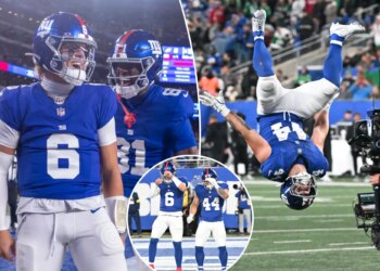 Jaxson Dart, Cam Skattebo power Giants to dominant win over Eagles