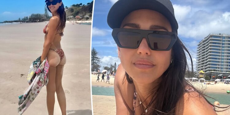 Jessica Alba shows off beach body in Australia while filming movie
