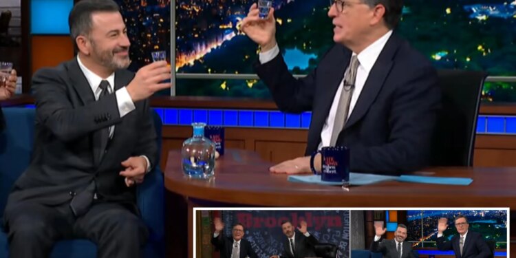 Jimmy Kimmel and Stephen Colbert guest-star on each other's shows to vent about late-night cancellations