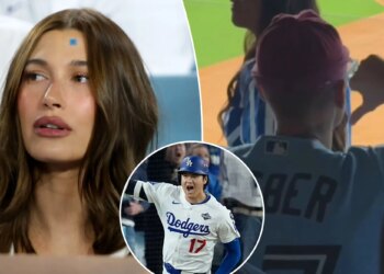 Justin Bieber taunts Shohei Ohtani at World Series game with wife Hailey