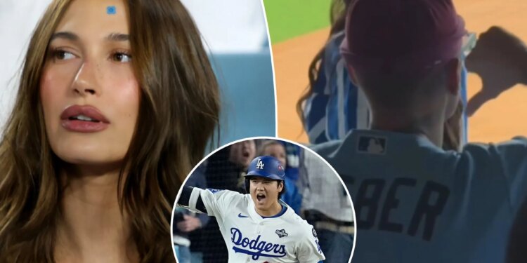 Justin Bieber taunts Shohei Ohtani at World Series game with wife Hailey