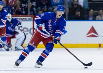 Juuso Parssinen (71) skates with the puck in the third period against the New Jersey Devils at Madison Square Garden, Thursday, Oct. 2, 2025.