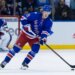Juuso Parssinen (71) skates with the puck in the third period against the New Jersey Devils at Madison Square Garden, Thursday, Oct. 2, 2025.