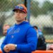Mets assistant pitching coach Desi Druschel looks on at Spring Training, Thursday, Feb. 20, 2025, in Port St. Lucie, FL.